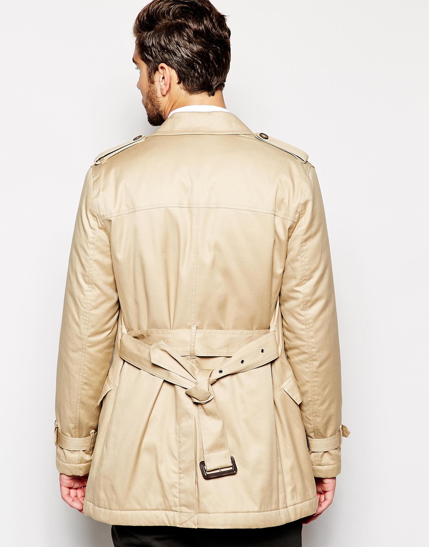 Trench Coat With Belt In Stone - Image 3
