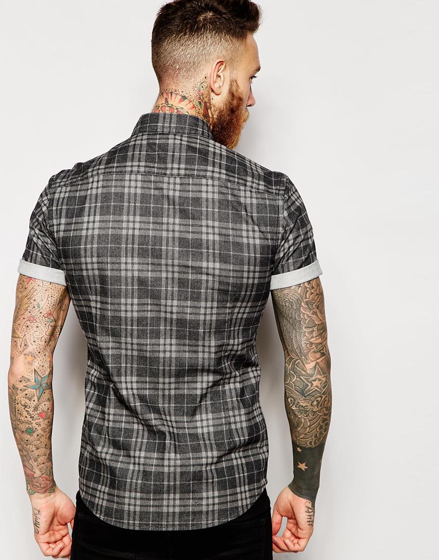 Skinny Check Shirt with Short Sleeves - Image 3