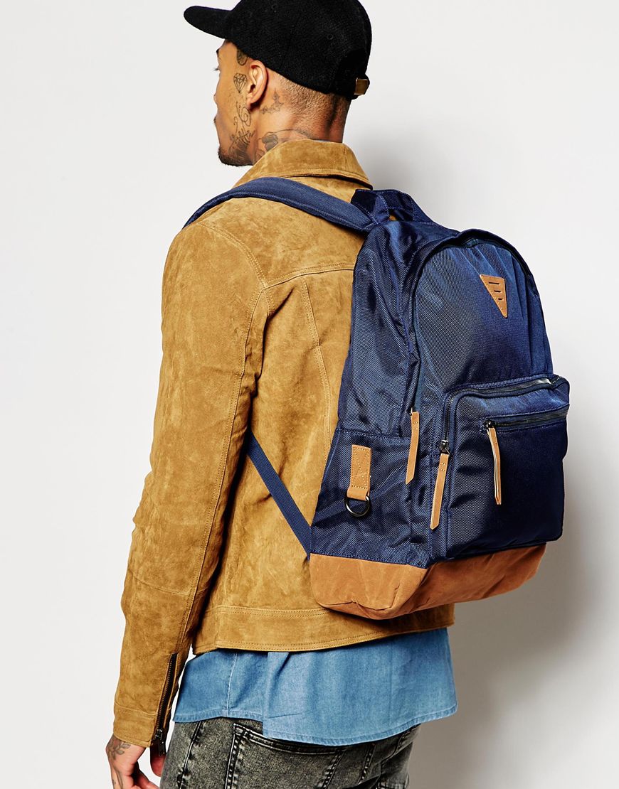Navy Textured Backpack - Image 3